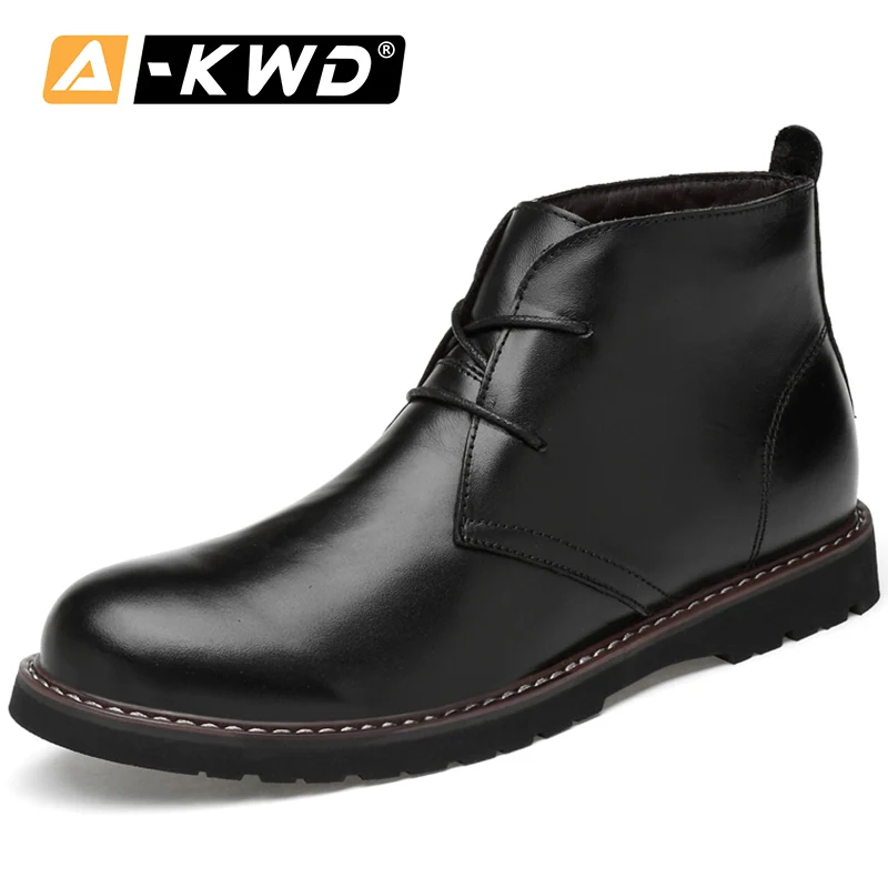 Черные меховые мужские зимние ботинки, модная мужская обувь, коричневые мужские кроссовки, мужские резиновые сапоги, кожаные модные брендовые мужские кроссовки, размер 36-48 - Цвет: Black-Fur