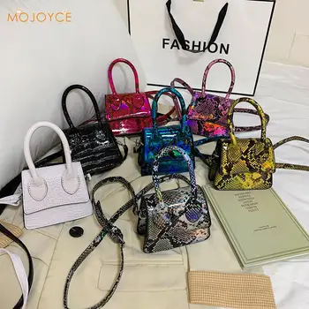 

Fashion Serpentine Women Shoulder Bag Retro PU Leather Snake Print Mini Totes Purse for Female Small Purse Crossbody Handbag