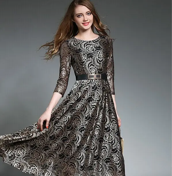 Женское летнее платье с круглым вырезом и рукавом три четверти Vestido De Renda кружевное платье пикантный зауженный вечерние платья плюс размер XL219