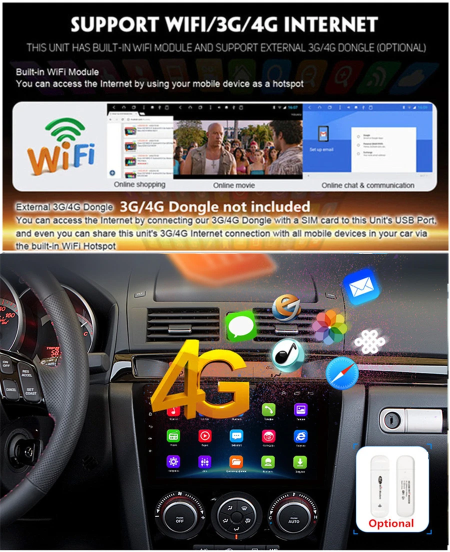 9 ''Android четырехъядерный 2 ГБ+ 32 ГБ Автомобильный стерео радио gps wifi BT DAB Mirror Link OBD для 2004-2009 Mazda 3 с CANBUS