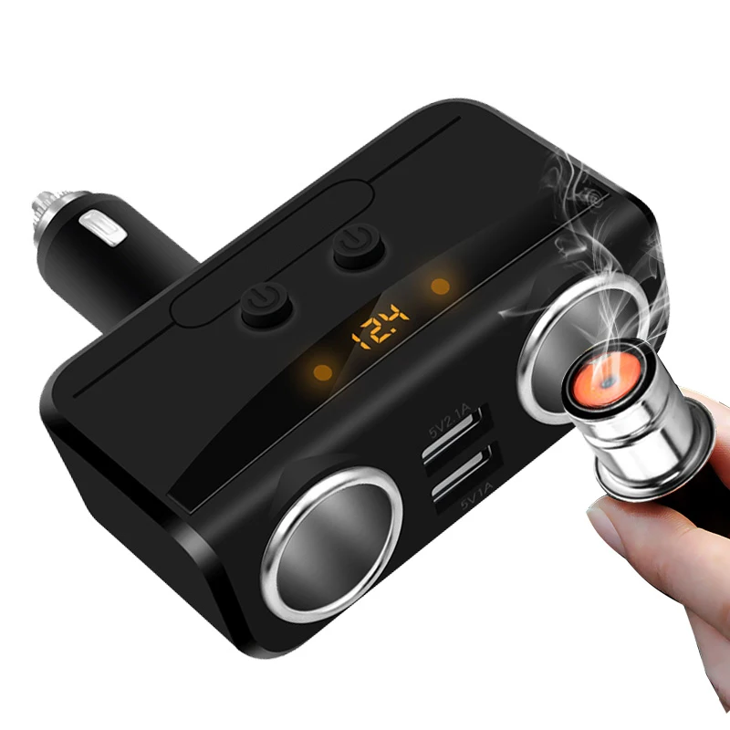Разветвитель с двумя USB портами и дисплеем напряжения|cigarette lighter socket splitter|lighter