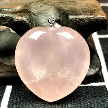 

Natural Madagascar Rose Quartz Heart Pendant For Woman Lady Pink Crystal 925 Silver 24x13mm Beads Gemstone Fashion Jewelry AAAAA