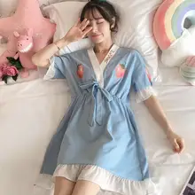 Осенняя одежда для сна, женское кимоно, хлопок, ночная сорочка в японском стиле, милая домашняя одежда для студентов