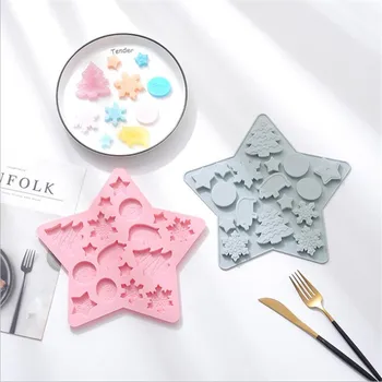 

Five-pointed Silicone Mold Pig Snowflake Biscuit Suger Chocolate Cake Moulds Baking Tools Christmas Decorations For Home Decor