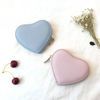 

50PCS / LOT Heart Shaped Leather zipper Keys Purse Coin Purses Lady Key Bag Women Car Key Housekeeper Key Case