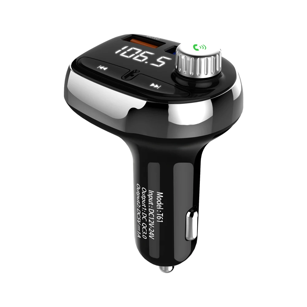 QC3.0 автомобильное зарядное устройство с двумя usb-портами для быстрой зарядки, Bluetooth навигация, fm-передатчик, радио, музыкальный Mp3 плеер, беспроводной автомобильный комплект с громкой связью - Название цвета: Черный
