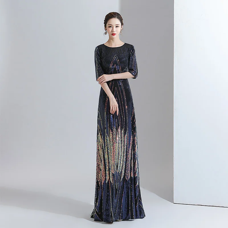 AE666 Evening Dress Sequins Straight Half Sleeves Formal Party Gown Occasion Dresses Robe De Soiree | Свадьбы и торжества