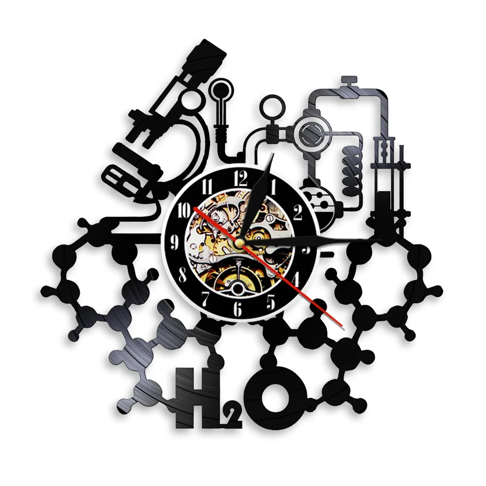 Химия эксперименты настенные часы научная лаборатория украшения периодически элементы настольные настенные художественные Ретро виниловые пластинки настенные часы - Цвет: Without LED