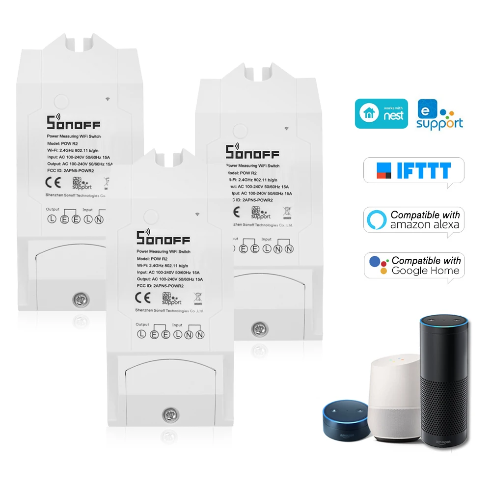 Sonoff Pow R-2 ITEAD умный Wifi переключатель беспроводной вкл/выкл контроллер с измерением энергопотребления в реальном времени 3500 Вт умный дом - Комплект: 3pcs