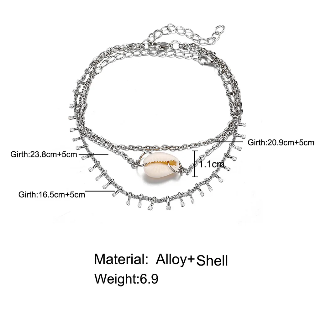 Women Metal Simple Retro Style Shell Tassel Pendant Anklets Ladies Jewelry Ankle Bracelet accesorios mujer Anklet boho bohemian