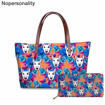 

Nopersonality 2pcs/Set Handbag & Wallets Bull Terrier Printing Leisure Ladies Large Capacity Shoulder Bags Women Leather Wallets