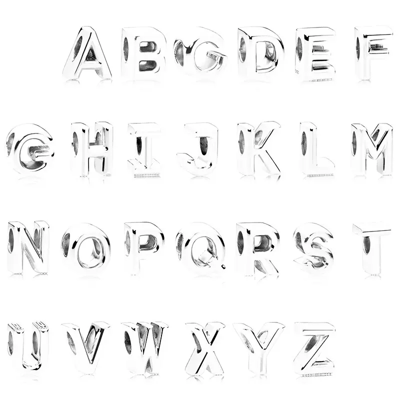 

PDB ZZ 59 100% 925 Sterling Silver Beads matching bracelet pendant DIY Bracelet 26 letters original Charm Beads.