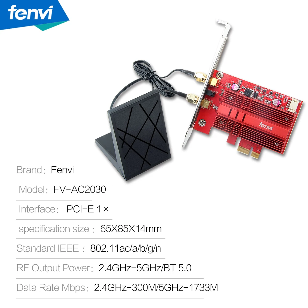 Fenvi tarjeta WiFi двухдиапазонный беспроводной-AC 9260 ПК PCIE 2030 Мбит/с BT5.0 802.11ac 2,4 ГГц 5 ГГц PC escritorio WLAN PC BT 5,0 красный