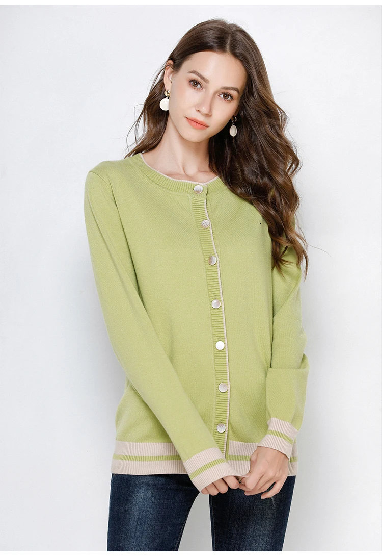 Вязаный женский свитер кардиган Весна O-nekc простой прямой низ одежды Sweate зеленый кардиган для женщин плюс размер 5xl
