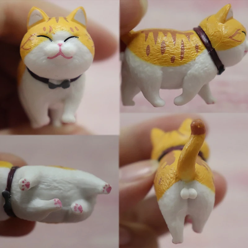 3 Pieces Mini PVC Animal Miniatures Japanese Bell Cat Doll Figures Home Decoration Crafts