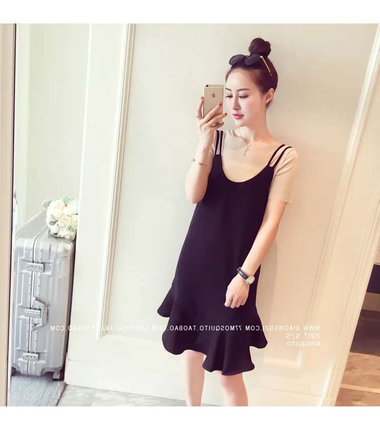 

Summer Korean-style Suspender Skirt Mid-length Dress Women's Loose-Fit Students Slim Fit Strapped Dress WOMEN'S Dress 9.9 Specia