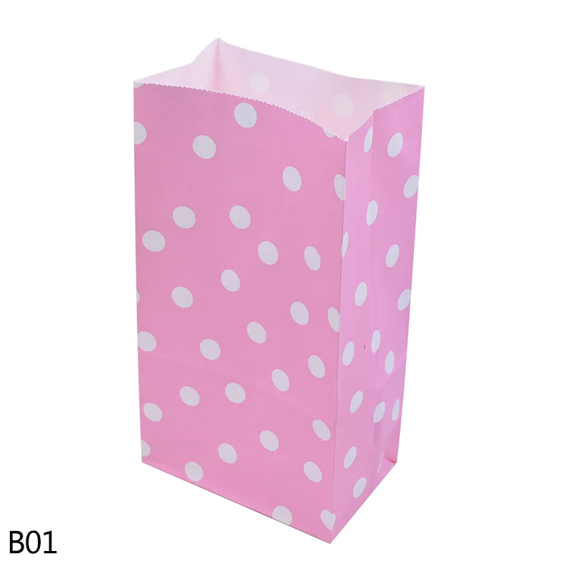 B01 pink dot 5/10 штук/упаковка с радужным принтом, в горошек, в полоску, мешок для конфет Рождество Бумага сумка для Одежда для свадьбы, дня рождения печенья Еда мешок подарка украшения для упаковки - Цвет: B01 pink dot