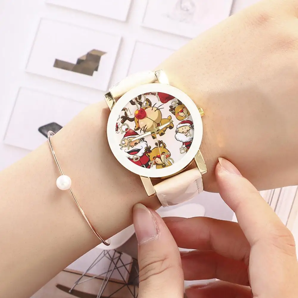 

Unisex Santa Claus Deer Faux Leather Strap Analog Quartz Wrist Watch Xmas Gift Quartz Wristwatches Wrist Watch Arabic Numbers 20