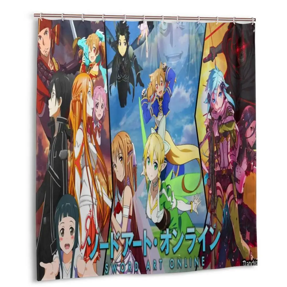 Штора для душа Sword Art Online с крючками ванной водонепроницаемая полиэфирная ткань |