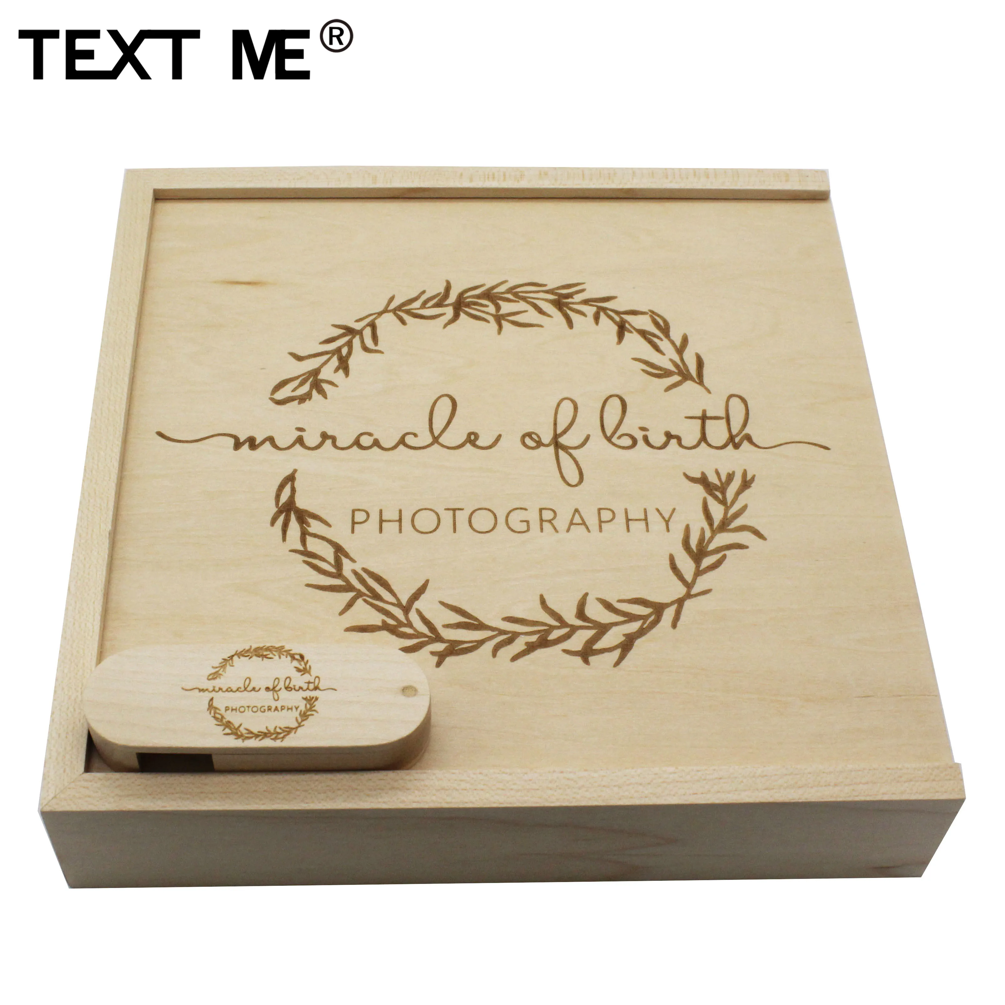 Текстовый ME логотип Орех Деревянный+ коробка фотография usb флэш-накопитель 4 ГБ 8 ГБ 16 ГБ 32 ГБ 64 ГБ usb2.0 на заказ подарок флешка