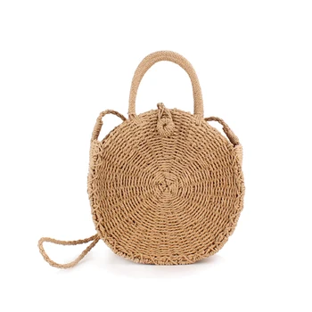 

Round Straw Bags Women Bohemian Summer Casual Handmade Woven Circle Rattan Beach Handbags Female Fashion Straw Shoulder Bag