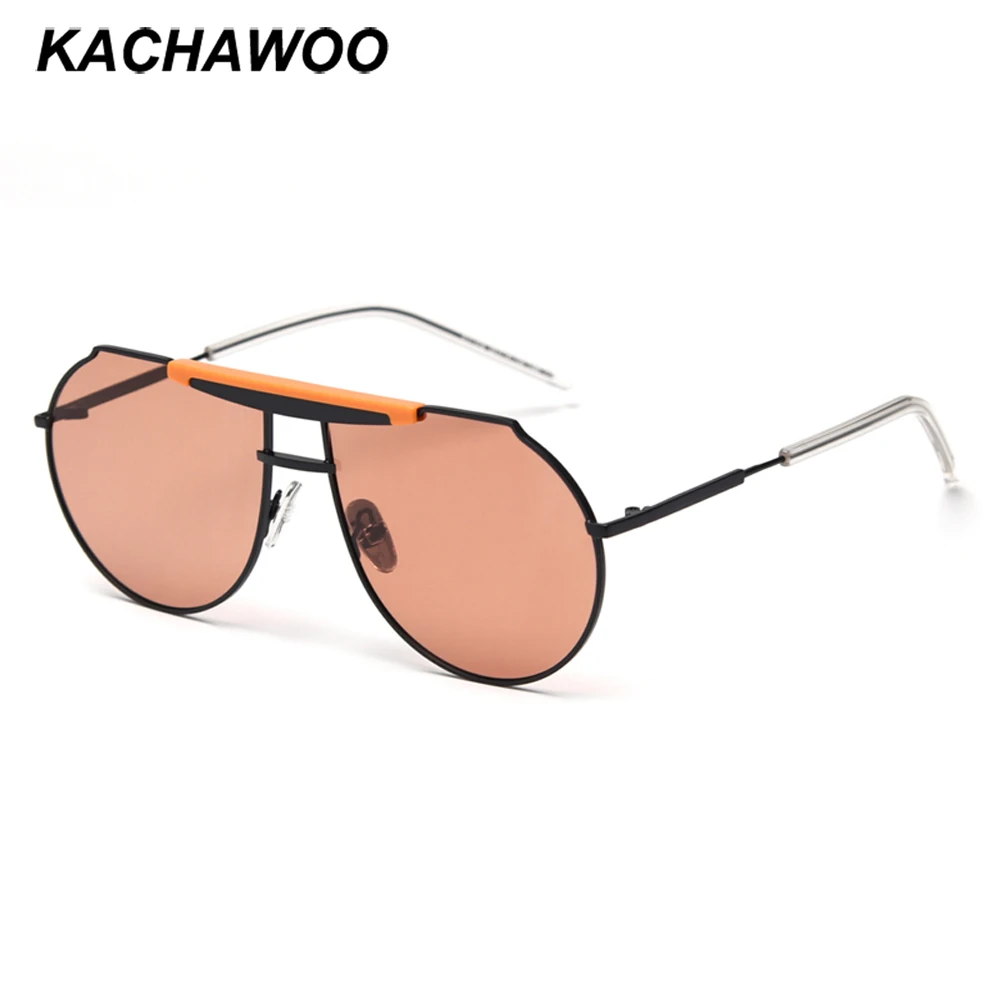 Kachawoo, нестандартные солнцезащитные очки, мужские, поляризационные, черные, оранжевые, большие, солнцезащитные очки, женские, высокое качество, плоский верх, металлические очки, лето