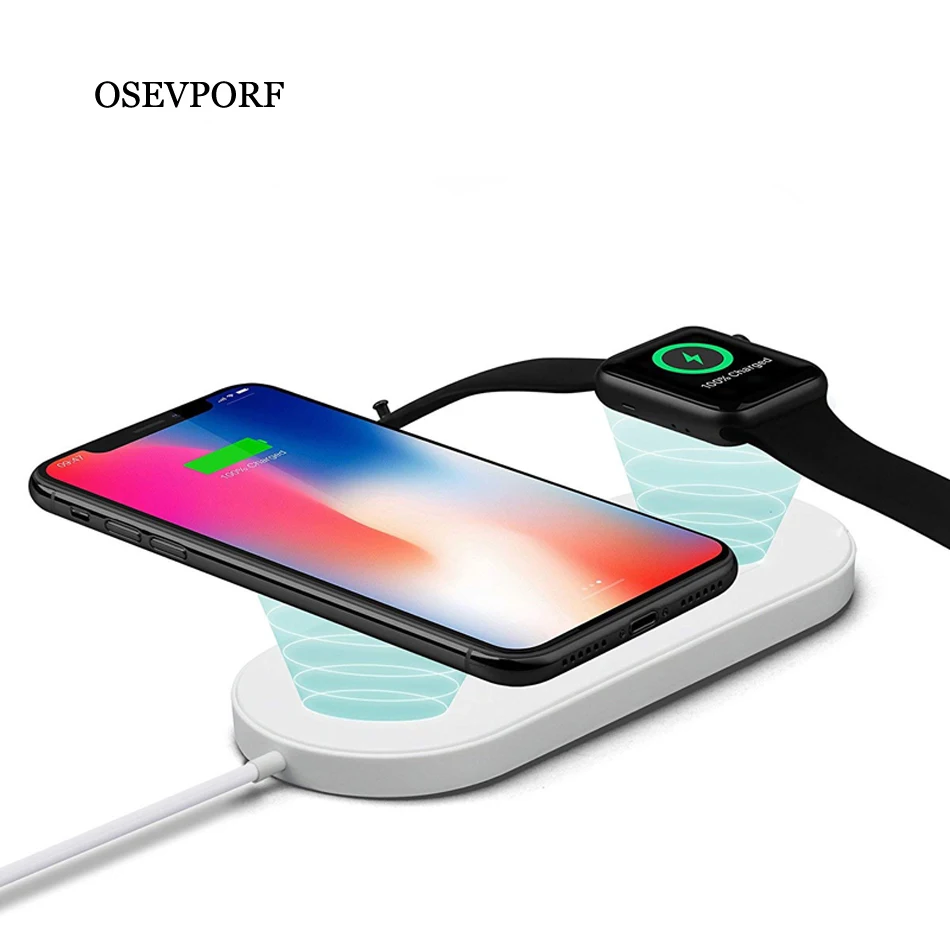 2 в 1 Qi Беспроводное зарядное устройство для Apple Watch 4 3 быстрая Беспроводная