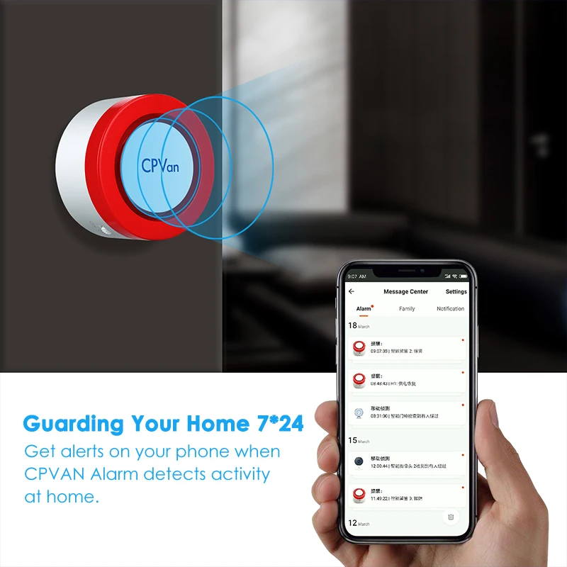 CPVAN CP6 WiFi Alarm System Security Home Works with amazon Alexa APP 120db Audible Alarm DIY Wireless Burglar Alarm System Kits