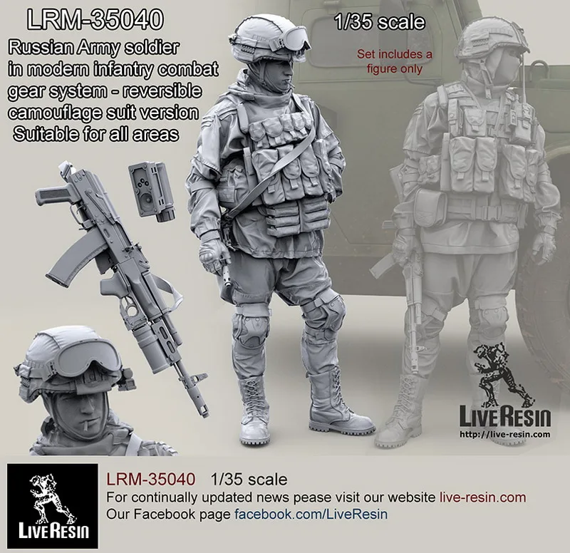 [Набор масштабных моделей] живой полимерный LRM-35040 1/35 солдат русской армии в современной системе боевой экипировки пехоты, комплект 2