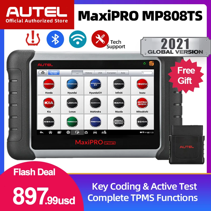 Autel MaxiPRO MP808TS OBD2 Scanner Full System Car Diagnostic Tool Wi-Fi Bluetooth Auto Tools Bi-Directional Control