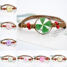 Сушеные Искусственные цветы высокого качества браслет стеклянный шар для детского дыхания Подарок на годовщину переплетения Trill Bijoux Femme Bohemian2019