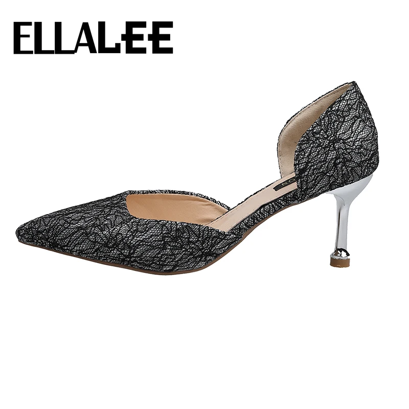 Туфли ELLALEE женские на тонком каблуке пикантные кружевные Элегантные дышащие