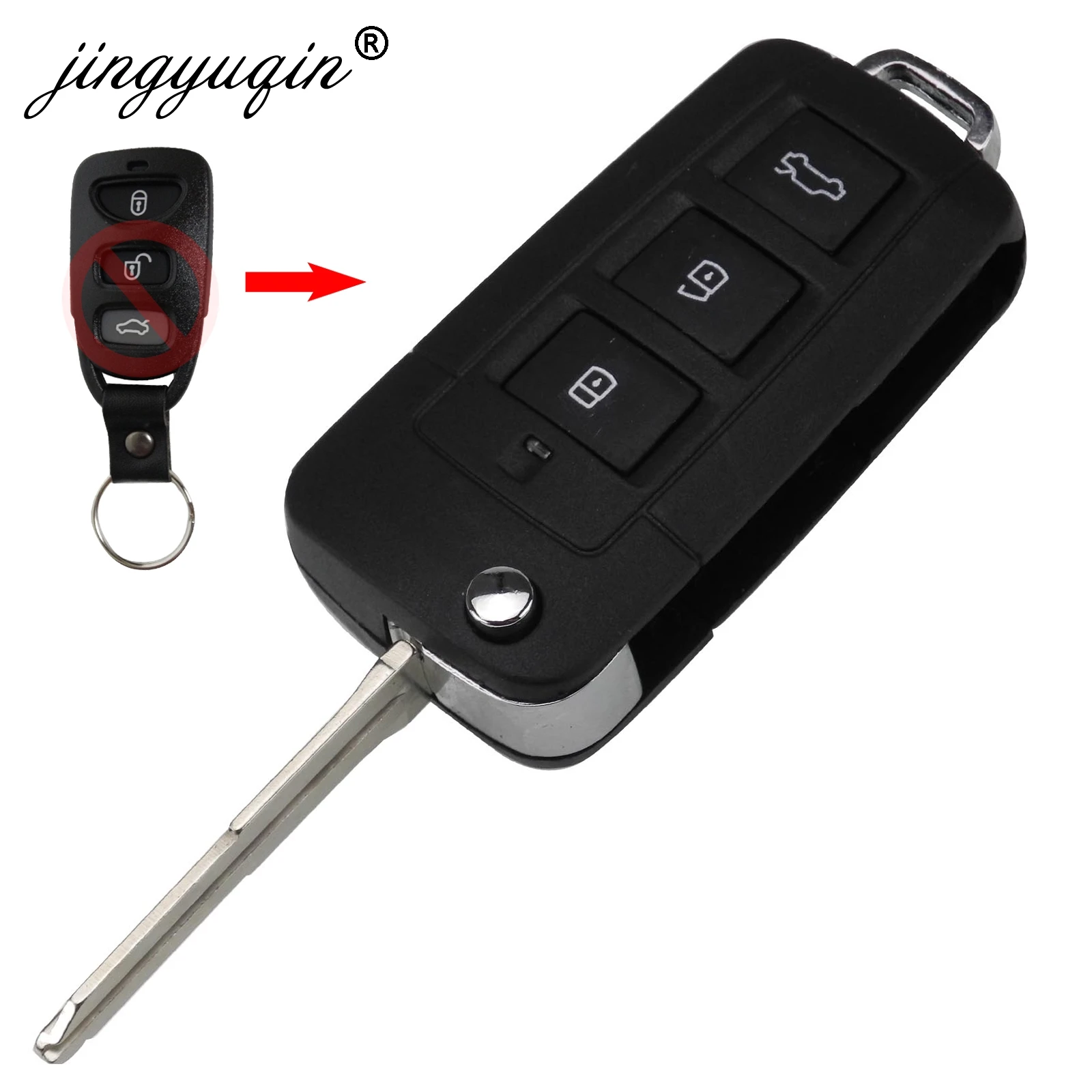 Чехол для ключей jingyuqin Fob для hyundai Elantra Sonata Santa для Kia Carens с правым лезвием, модифицированный пустой чехол для ключа