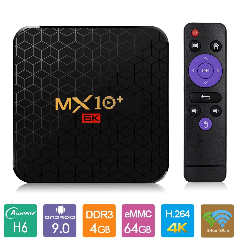  2019 New MX10+ H6 Android 9.0 TV Box 4GB 64GB Smart TV Box 2.4G 5G Dual WiFi 6K BT4.0 3D Media Paly