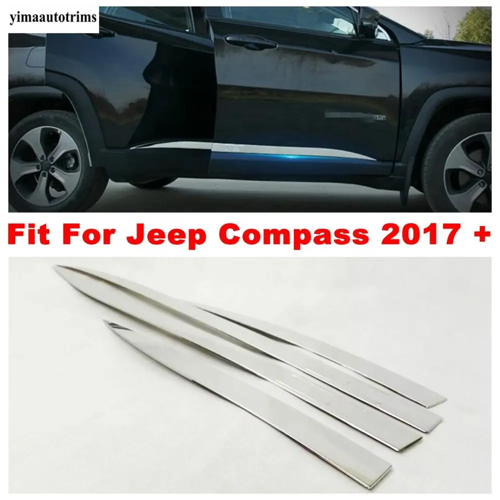 Внешние молдинги для задних и дверей Jeep Compass 2017 - 2021 из нержавеющей стали |