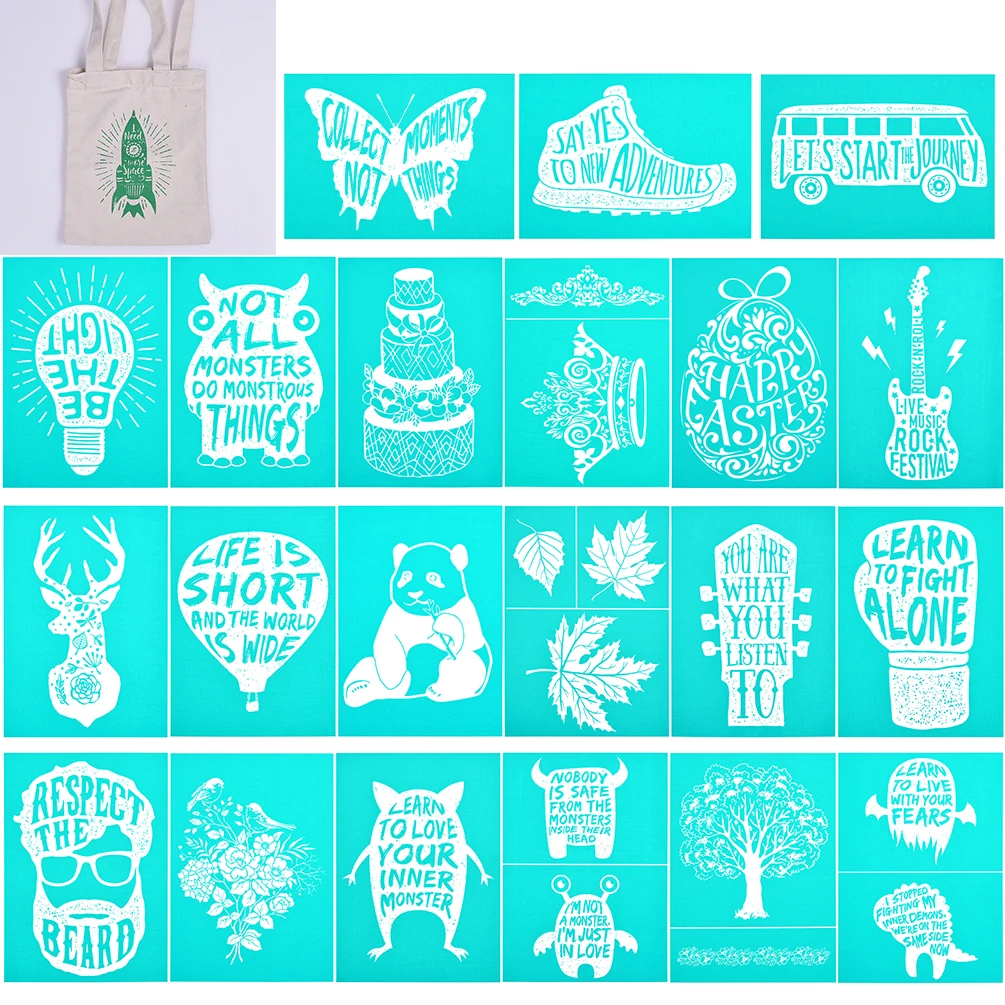 CHZIMADE Self-Adhesive Silk Screen Stencil Printing Mesh Transfers for Bag Paper T-Shirts and Home Decoration 