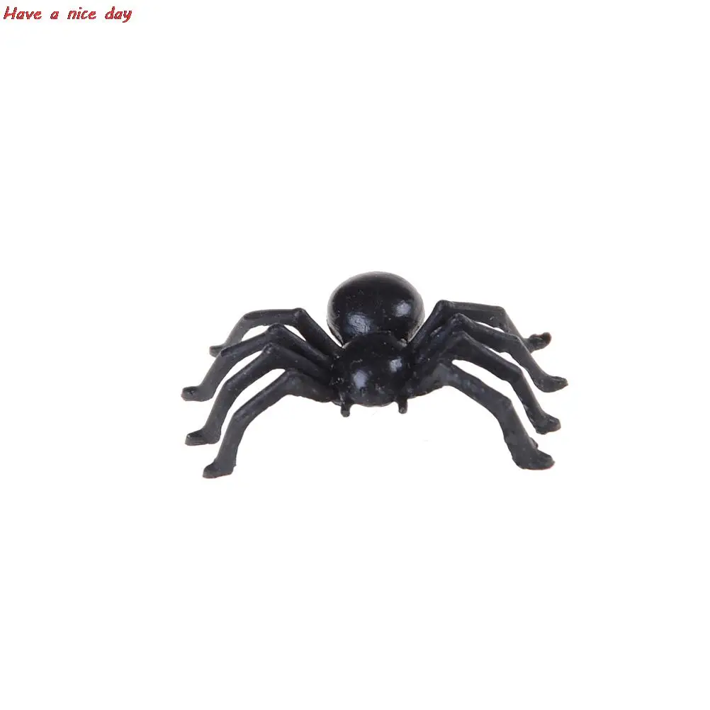 

50pcs Small Black Plastic Fake Spider Toys Halloween Funny Joke Prank Props