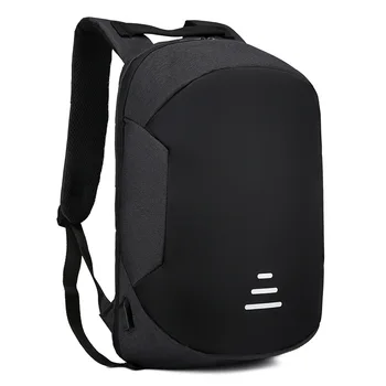 

Men's USB Multiusage Solid Black Big Backpack Zipper Oxford Back To School Casual Office Laptop Travel Daypack Mochila Masculina