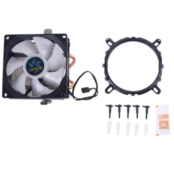

Silent CPU Cooler LGA/2011/115X/775 3 Pin PC Cooling Radiator 2 Copper Tubes 5 Colors LED Cooling Fan