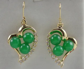 

NEW Latest Round Natural jade With Heart-shape Earring 8MM
