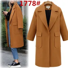 Ozhouzhan зима новые продукты длинное повседневное шерстяное пальто отложной воротник большой карман пальто