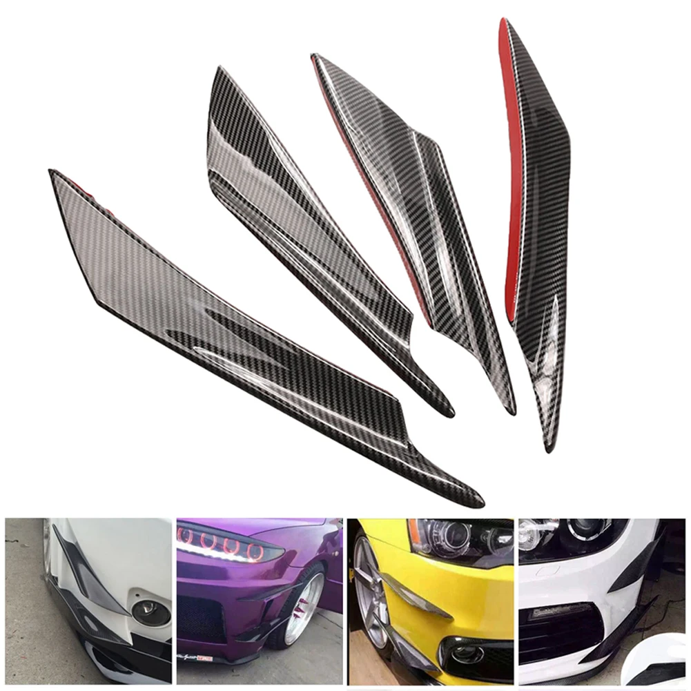 4pcs Universal Carbon Fiber Car Front Bumper Canard Lip Splitter Fins