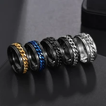 

2022NEW Cool Stainless Steel Rotatable Men Couple Ring High Quality Spinner Chain Rotable Rings Punk Women Man Jewelry for