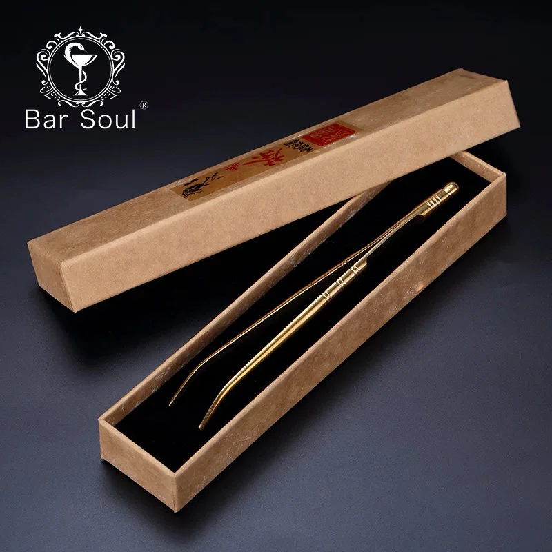 Высококлассный Пинцет Bar Soul из чистой меди, пищевые щипцы, инструмент, зажимы для чая, оформление коктейлей Professional - изображение