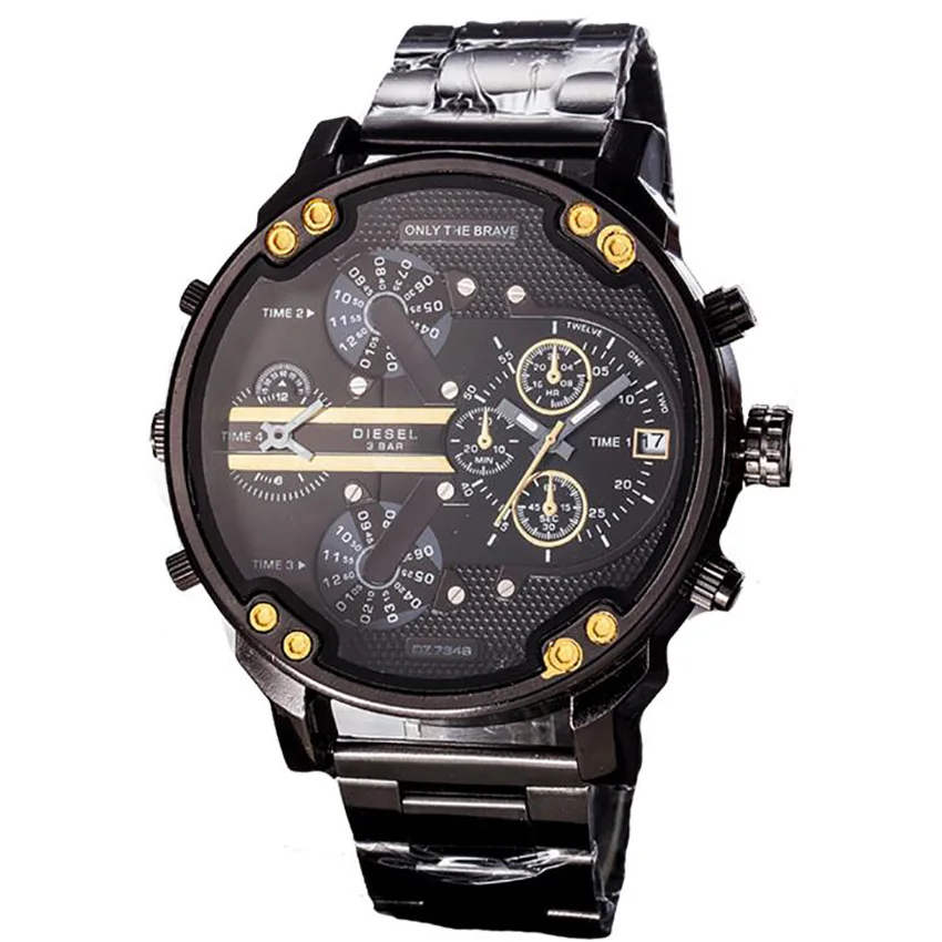 Новые мужские часы с большим циферблатом, мужские модные спортивные часы с ремешком из нержавеющей стали, кварцевые деловые наручные часы, Reloj Hombre - Цвет: 10