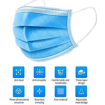 

100pcs 3 Laye Mask with box Anti-dust earloop disposable 100 pcs mask fast delivery