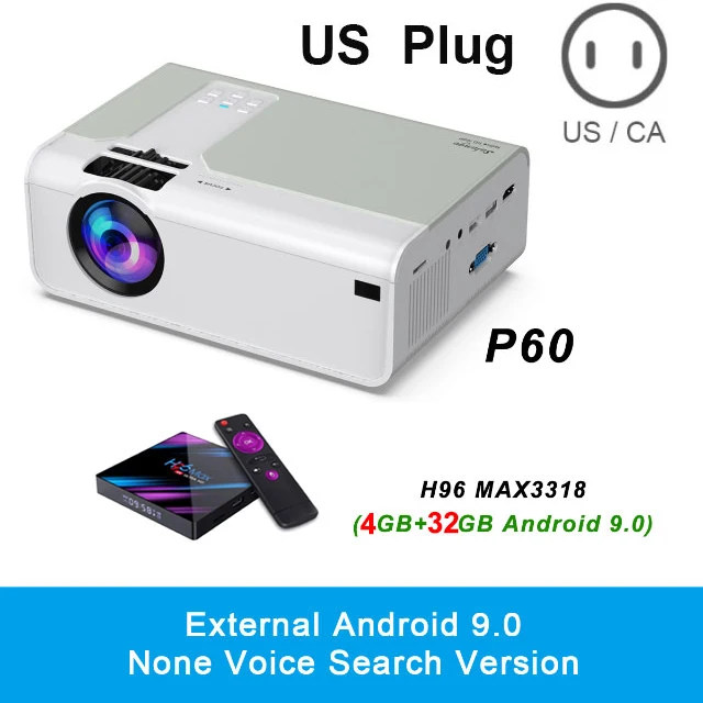 Salange P60 светодиодный проектор, Система домашнего кинотеатра портативный проектор 1280x720P Разрешение 3D видео проектор, опционально Android wifi - Цвет: Android  US Plug