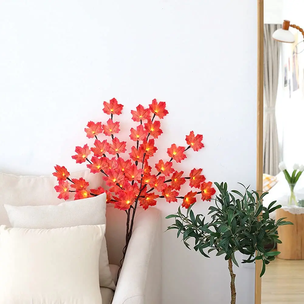 Ação de Graças Dia das Bruxas Maple Leaf Ramo Nova Quarto Casa Atmosfera Decoração Simulação Árvore Led Luz 5 High Quality Luzes e Iluminação