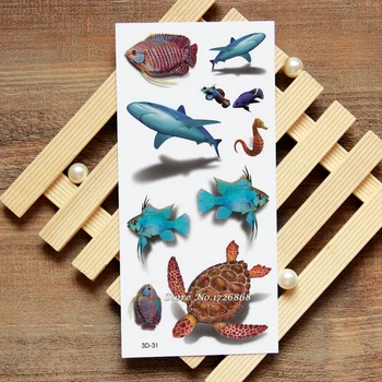 

3D Turtle Dolphin Fake Tattoo Decals Temporary Tattoo Body Art Flash Tattoo Stickers Waterproof For Women Men #031