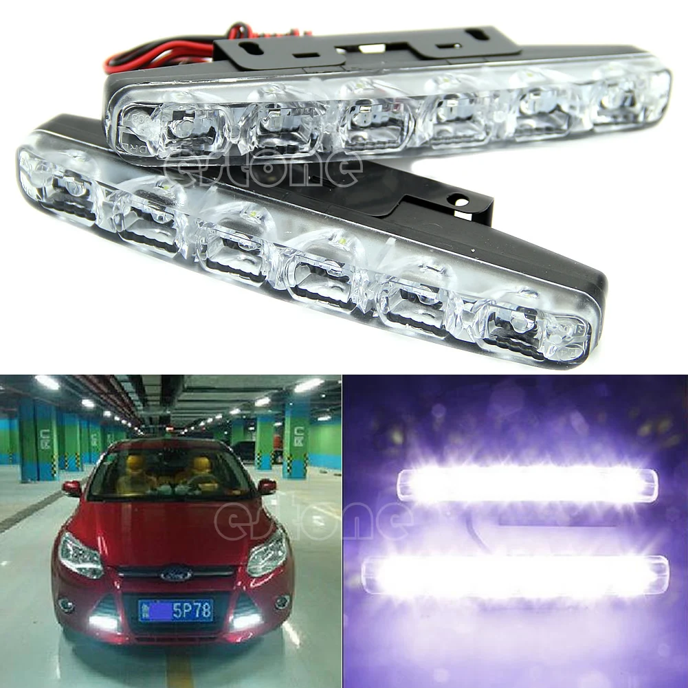 

2x Xenon White 6 LED Super Bright DRL Daytime Running Driving Fog Lamps Lights 87HE